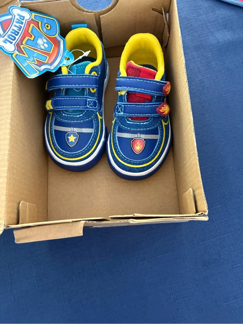 Paw Patrol Blue Sneakers with Yellow Trim and Red/Teal Accents